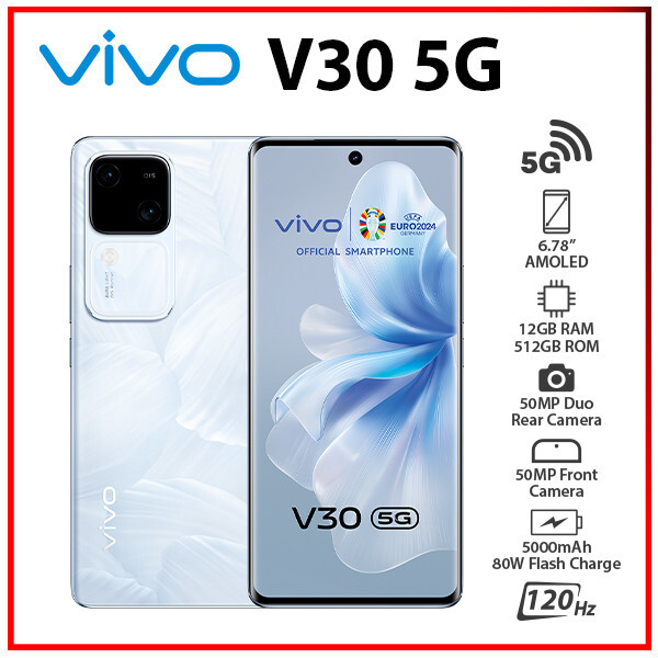NEW VIVO V30 12GB+512GB WHITE Dual SIM Octa Core Unlocked Android Cell Phone