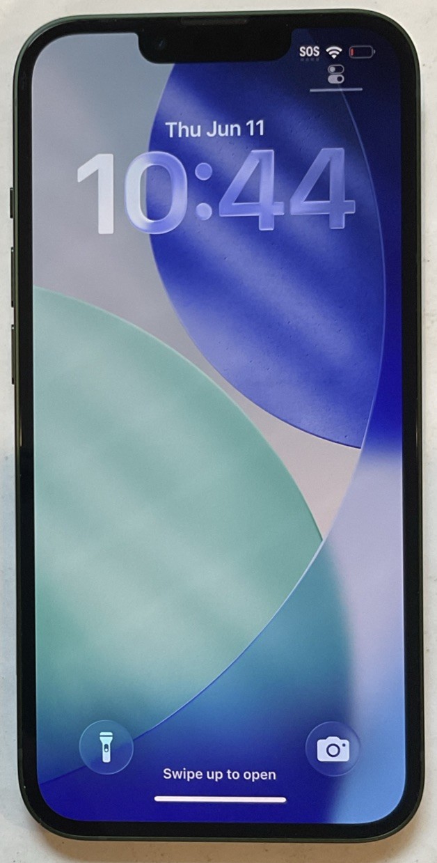 TESTED USED GSM UNLOCKED GREEN iPhone 13, 128GB A2482 MNG63LL/A WITH 94% BATTERY