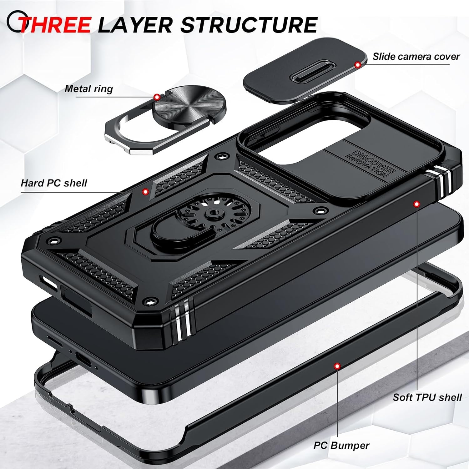 for Samsung Galaxy S24-FE Case Military Grade with Stand,Magnetic Support