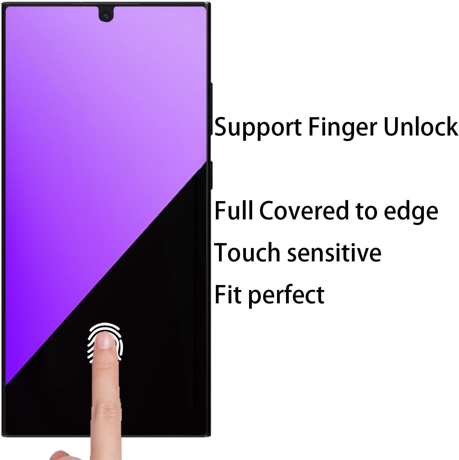 2PCS Anti-Blue Privacy Screen Protector for Samsung Galaxy S23 Ultra 6.8 Inch An