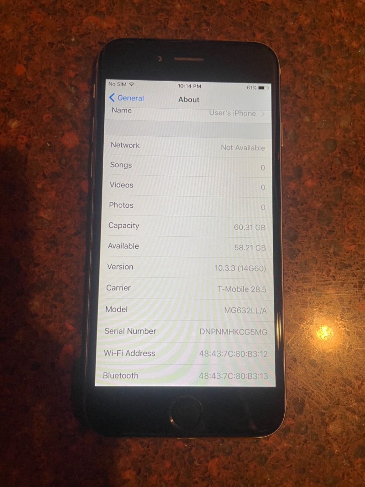 RARE IOS 10.3.3 Apple iPhone 6 UNLOCKED 64GB Space Gray Grey A1549 CDMA + GSM