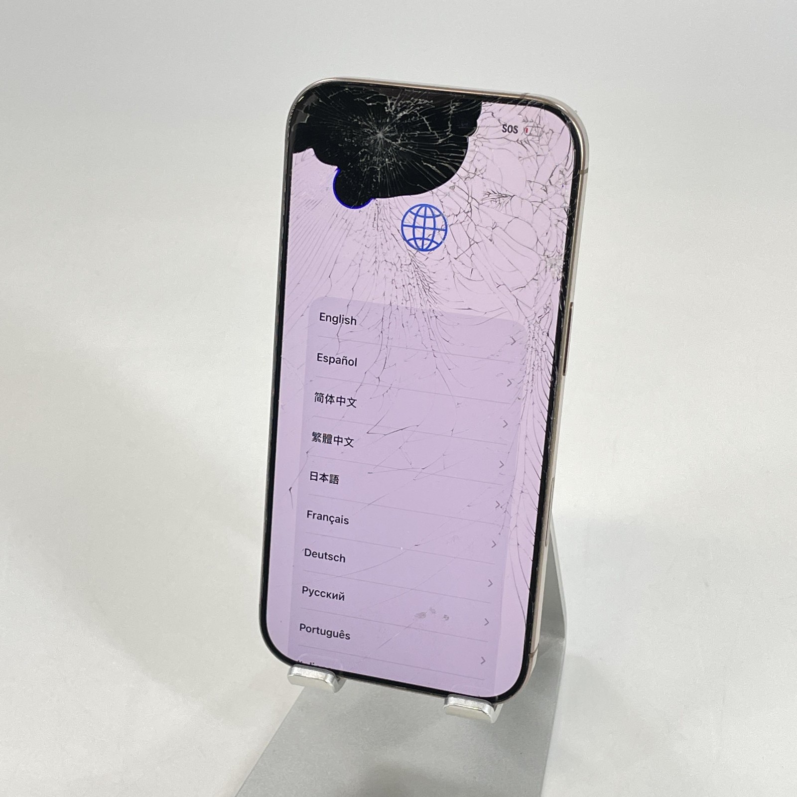 Apple iPhone 16 Pro Desert Titanium 256GB AT&T – Cracked Front/Back w LCD Bleed