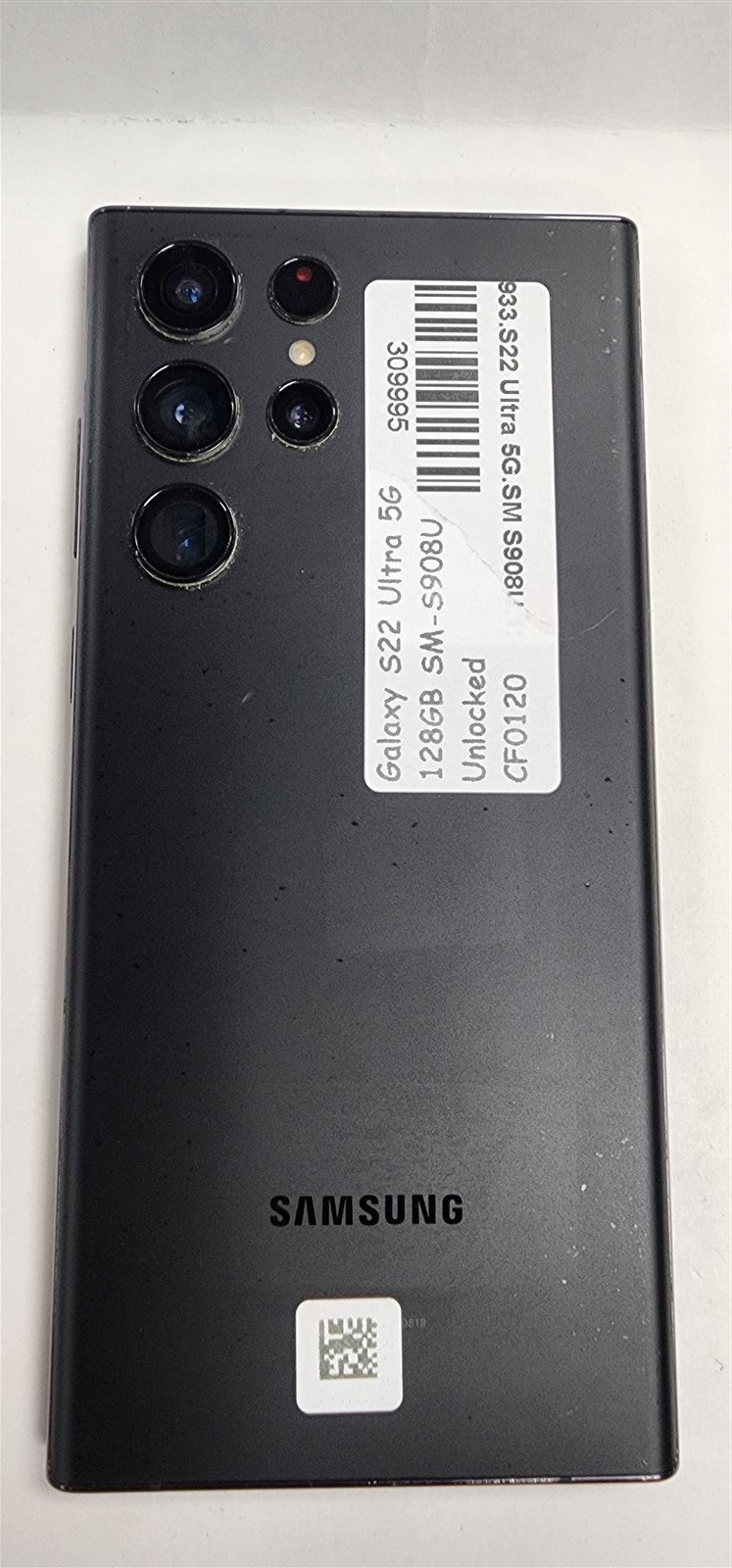 Samsung Galaxy S22 Ultra 5G 128GB Black SM-S908U Unlocked GSM World Phone CF0120