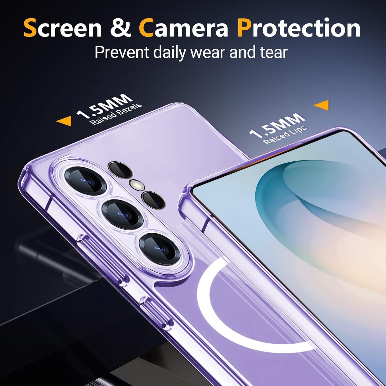 Magnetic for Samsung Galaxy S25 Ultra Case with Stand and Screen Protector, Clea