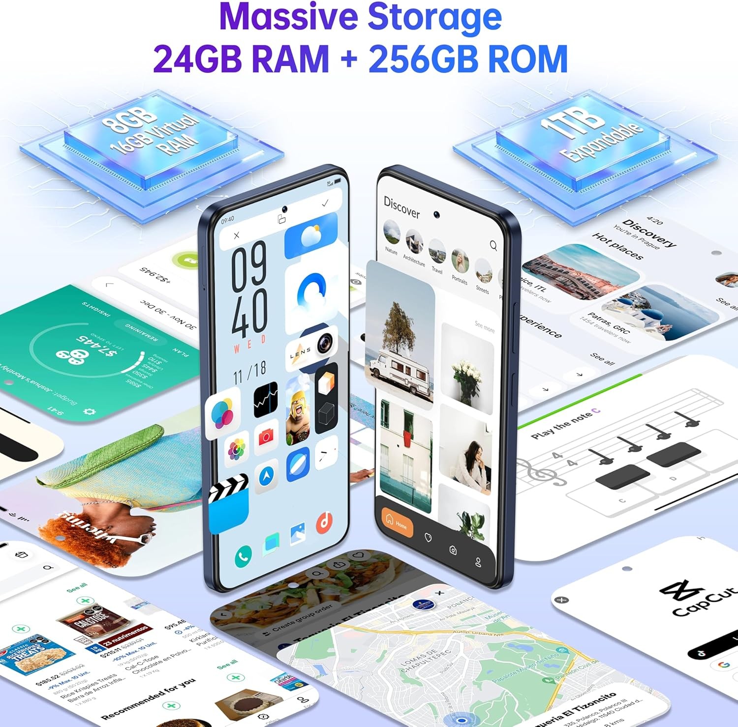 OUKITEL C65 Pro Cell Phone 24GB+256GB Android 15 Smartphone 6.7″ 5150mAh 50MP 4G