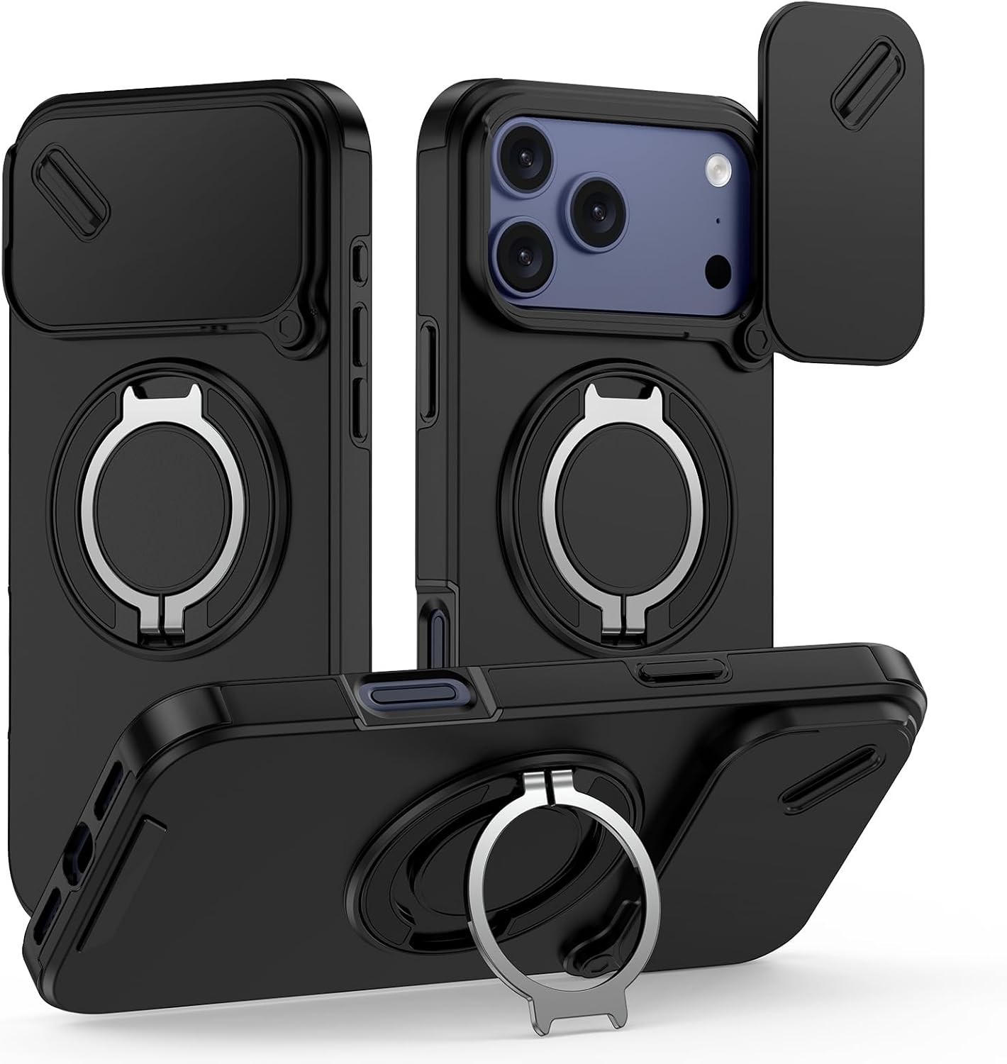 iPhone 17 Pro Max Case with Phone Grip Holder Adjustable Kickstand & Camera Slid