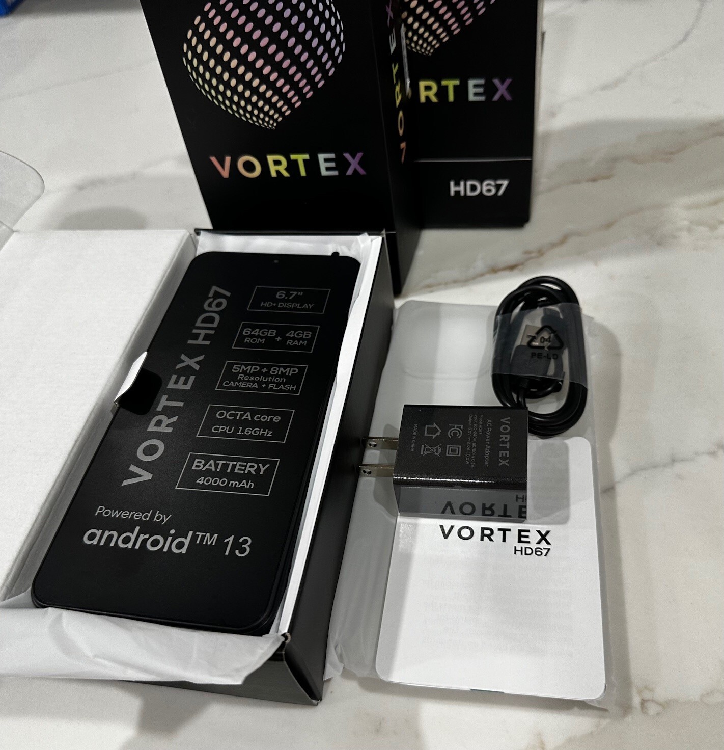 Vortex HD67 6.7″ Black Smartphone- 64GB ROM 4GB RAM Android13 *Network Unlocked*