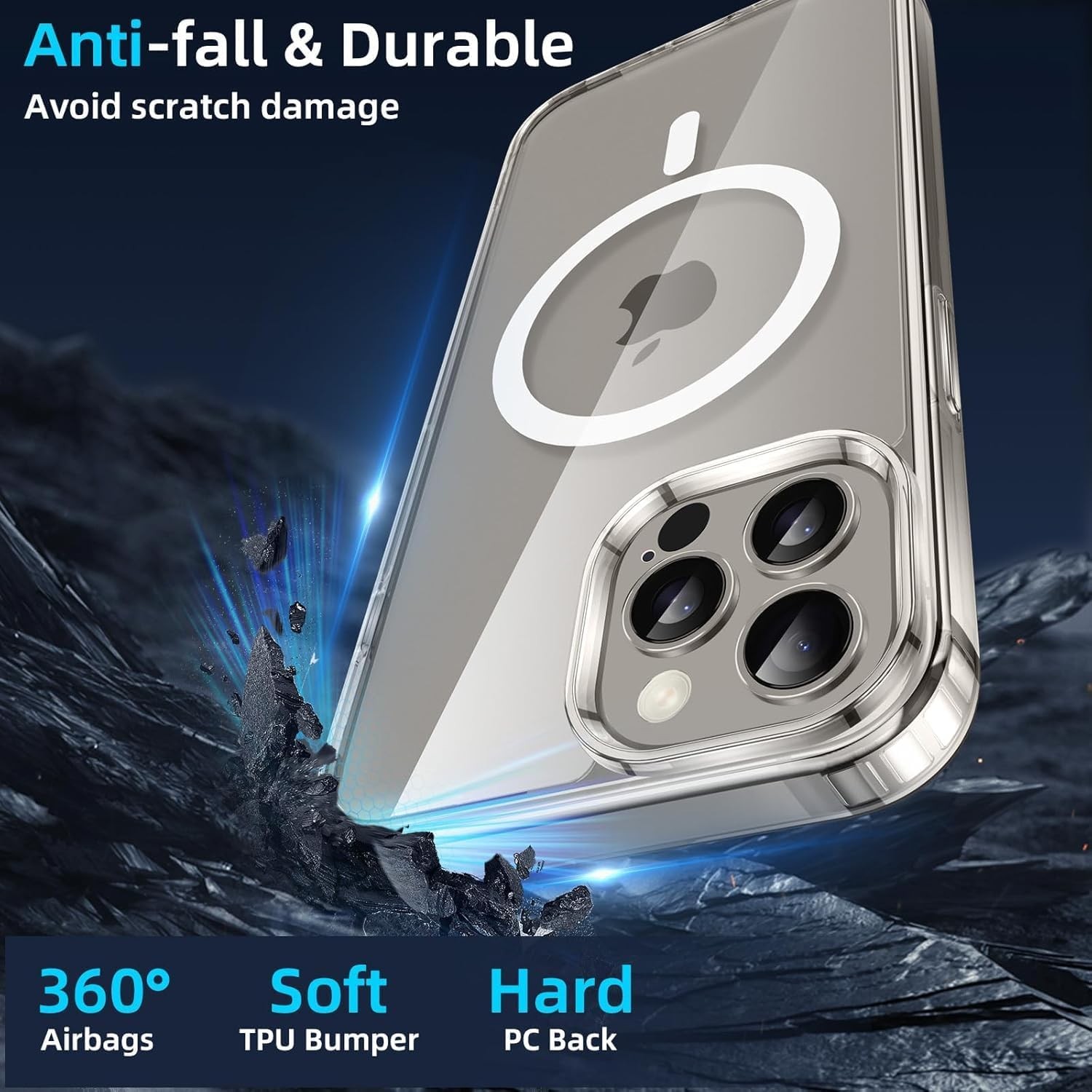 Magnetic Clear Privacy Case for iPhone 14 Pro Max with Screen & Camera Protector