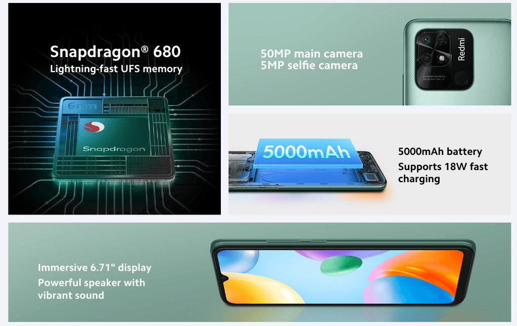 Xiaomi Redmi 10C 4G LTE Graphite Gray – 4GB RAM – 64GB ROM – Global Version NEW