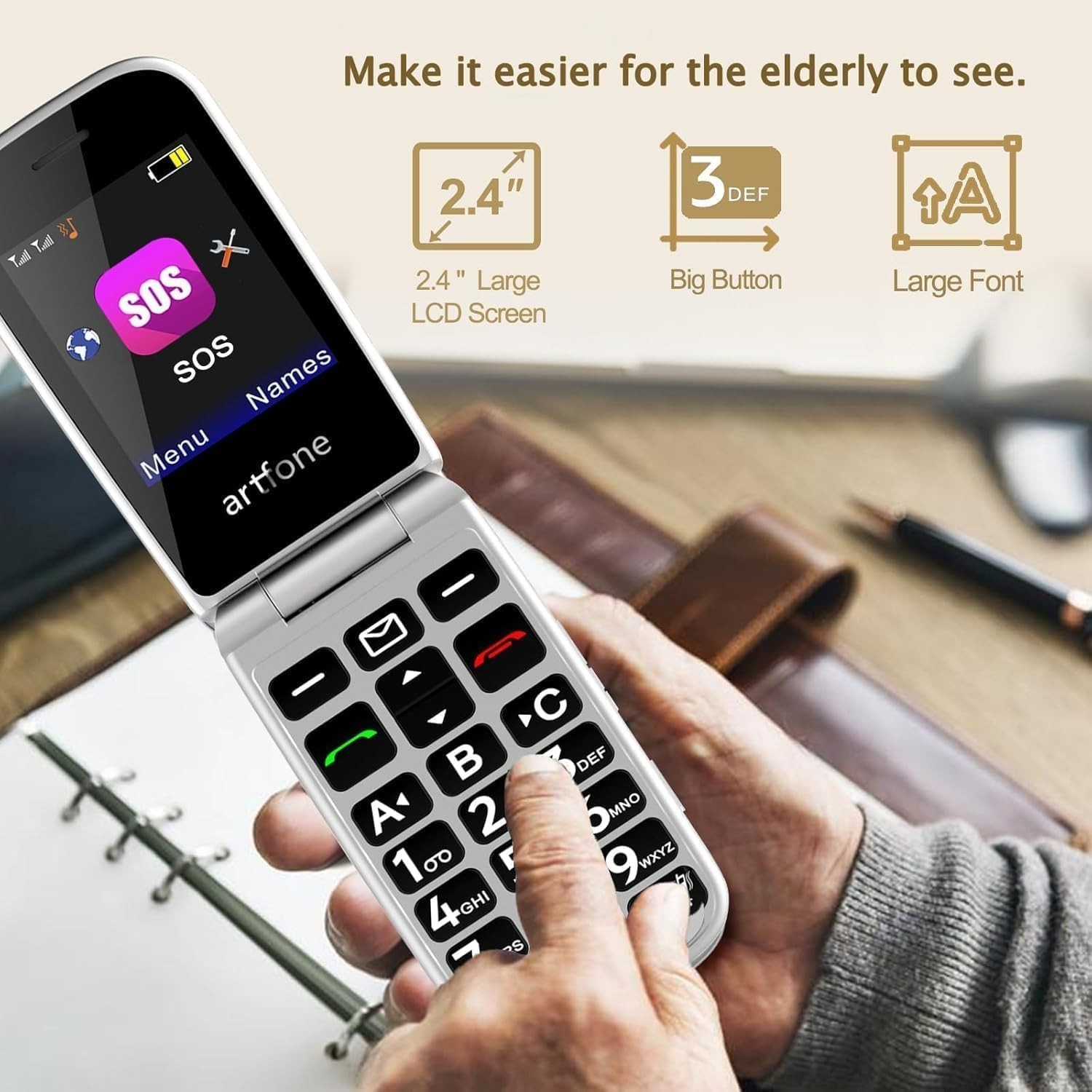 G3 Pro Red – 4G LTE Flip Phone for Seniors with Extended Battery & SOS Feature