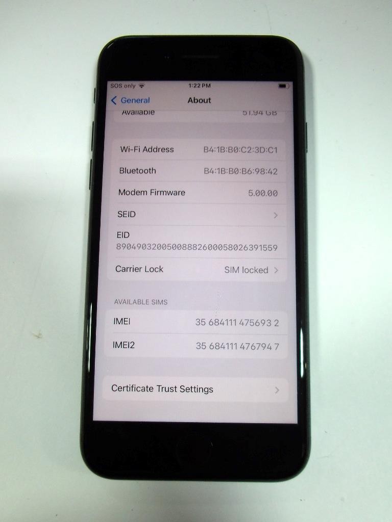 Apple iPhone SE A2275 64GB (Unknown) Black Touchscreen Smartphone
