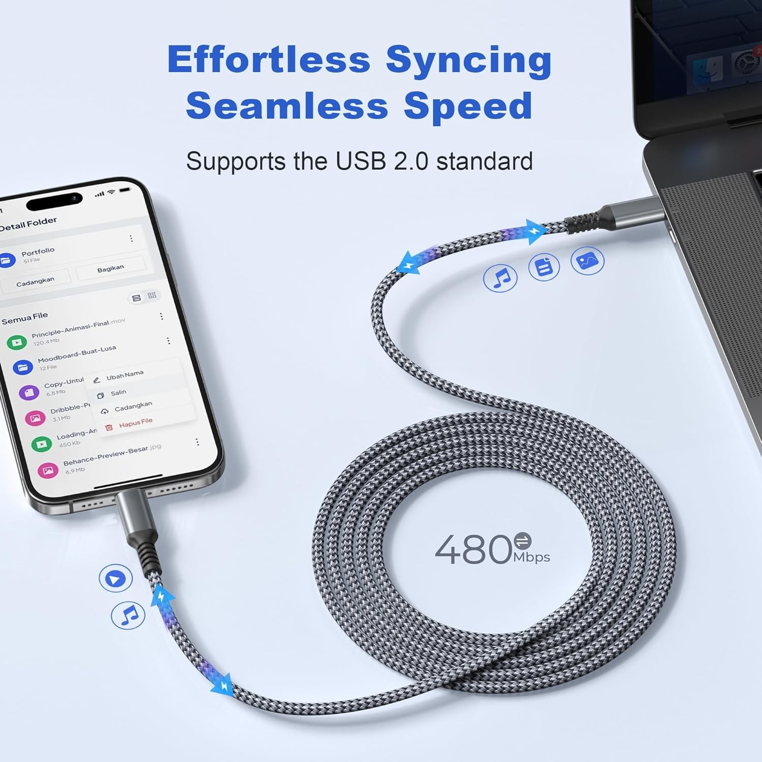 60W USB-C Fast Charger Adapter for iPhone 15 Plus, iPad 10, 10FT Cable