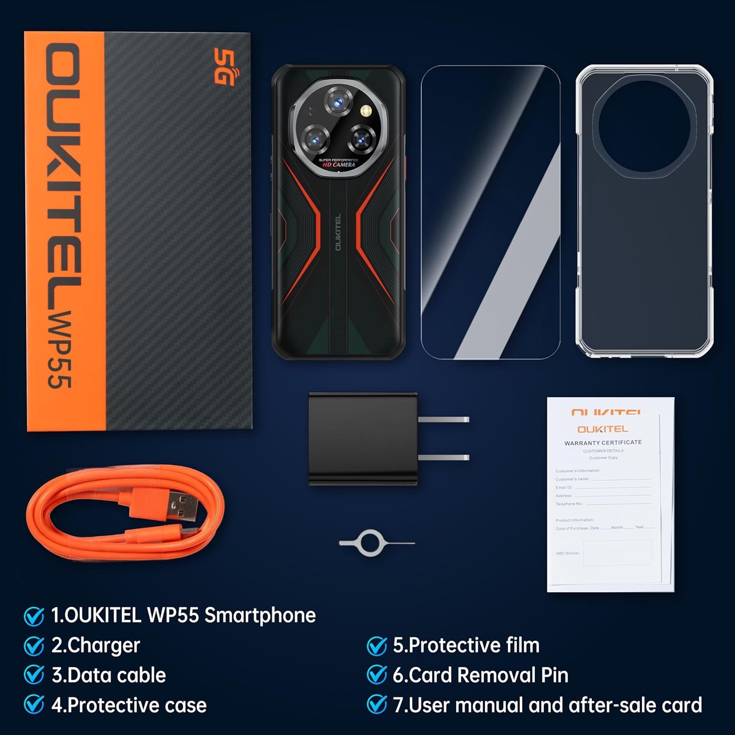OUKITEL WP55 5G Rugged Phone Android 15 36GB+256GB 11000mAh 108MP NFC T-Mobile