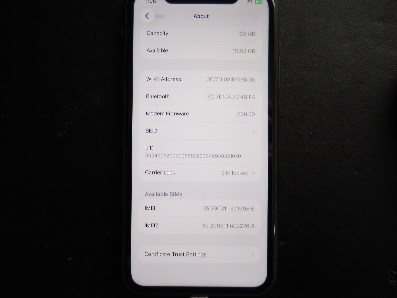 Apple iPhone 11 A2111 6.1″ 128GB Black Verizon Phone Clean ESN Reset 81% Health