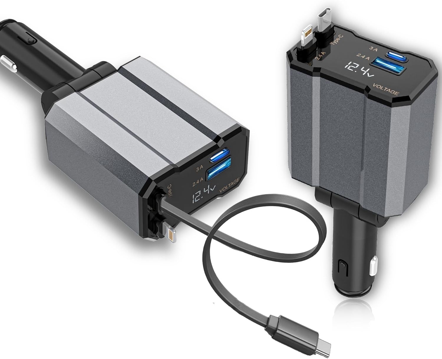4 in 1 Fast USB-C Car Charger for iPhone 16 15 14 13 12, Samsung