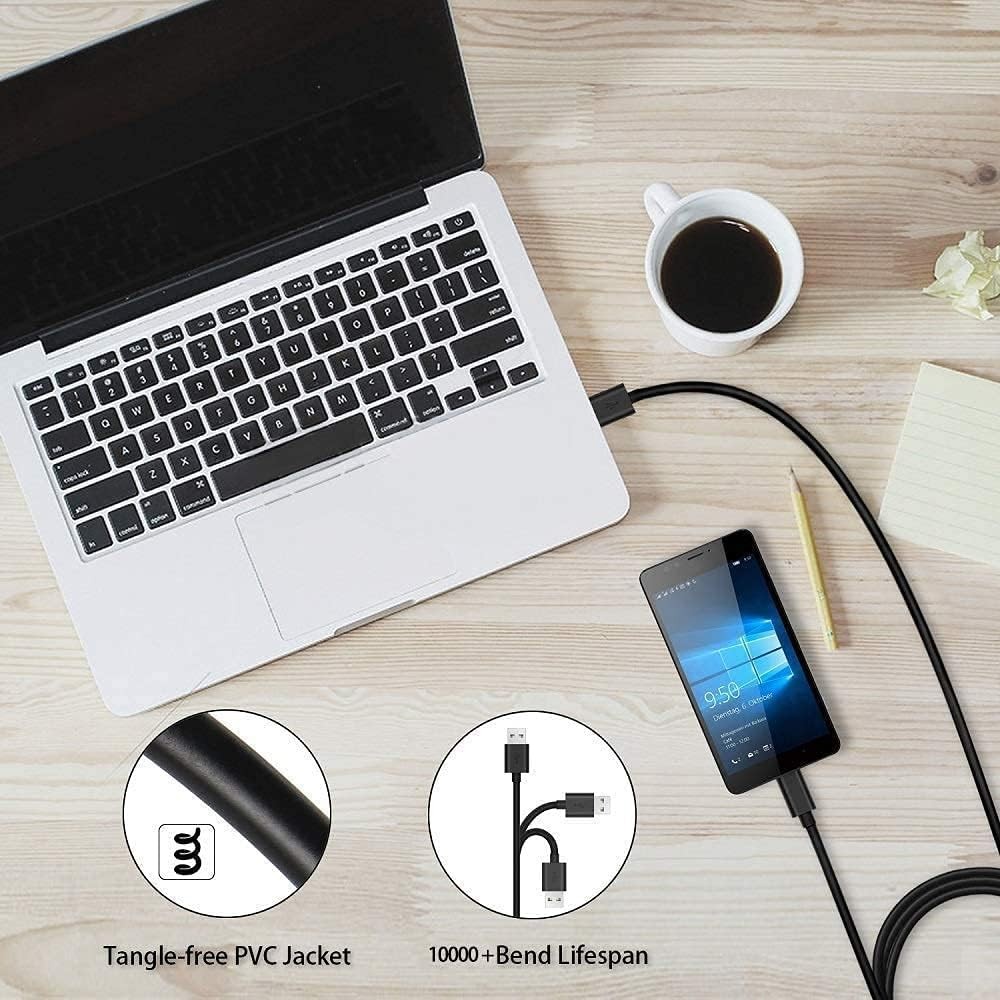 10Ft & 6Ft Micro USB Charging Cables 2-Pack Fast Charge for Android Devices