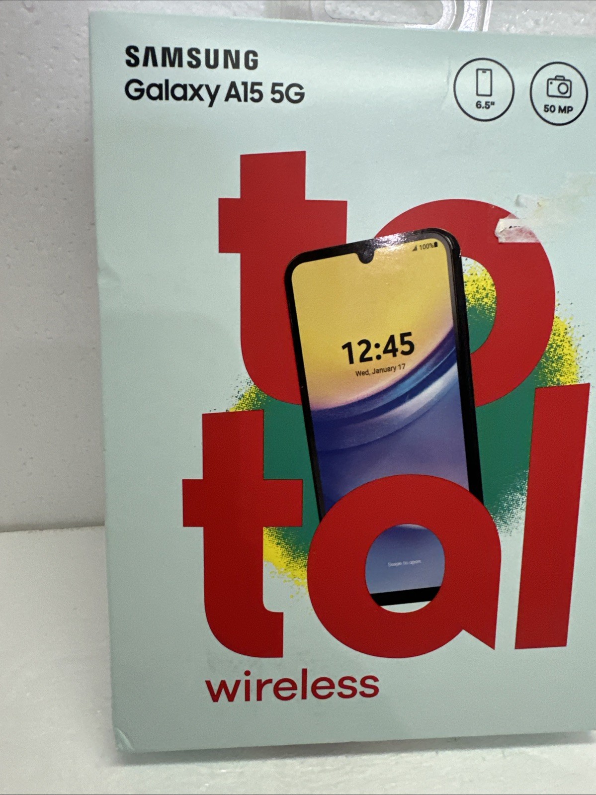 Samsung Galaxy A15, 64GB, 5G, Black – Total Wireless Prepaid Smartphone – NEW