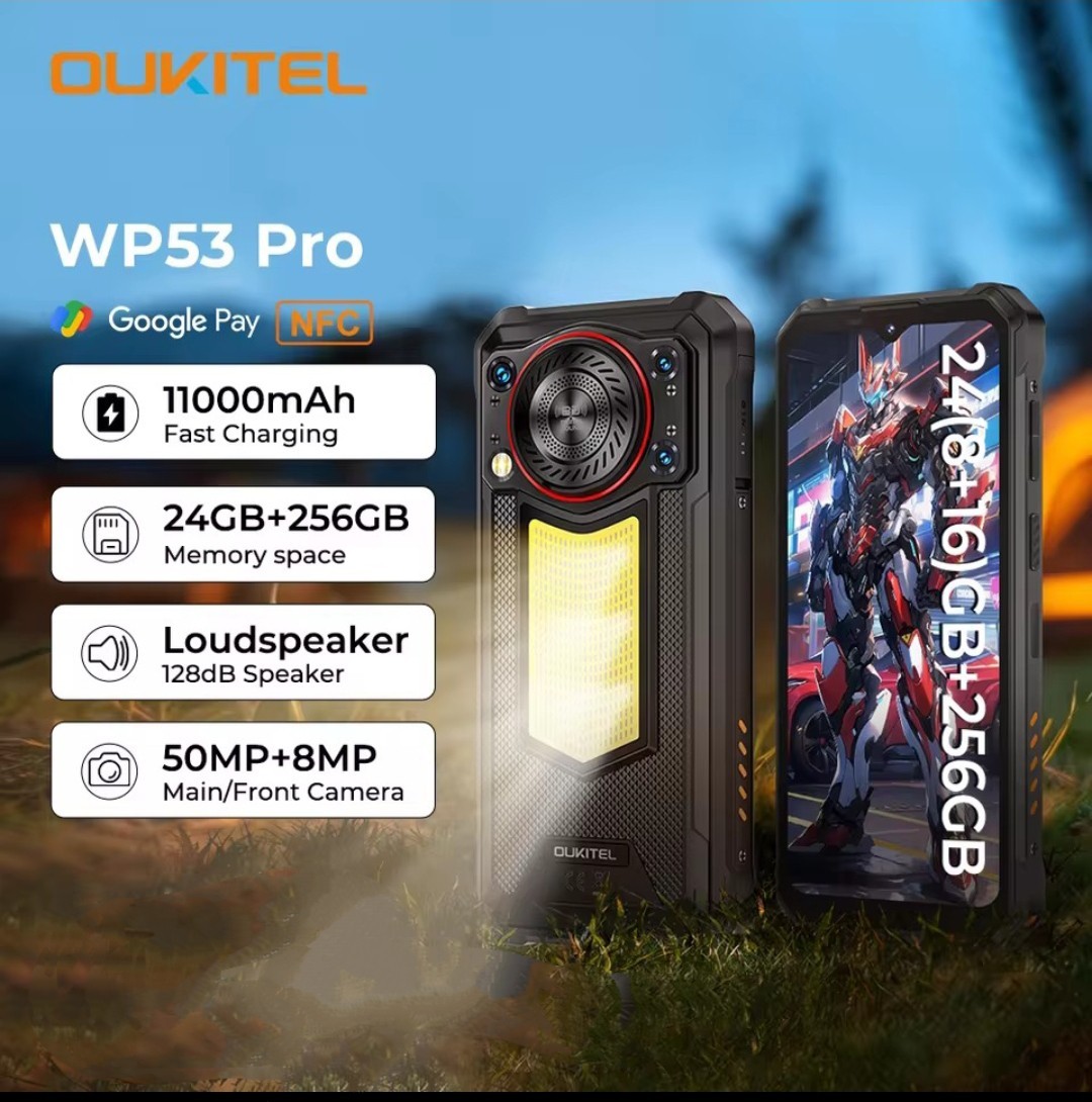 Oukitel WP53 PRO Rugged Smartphone 24GB+256GB Android 15 50MP 11000mAh 6.52″ NFC