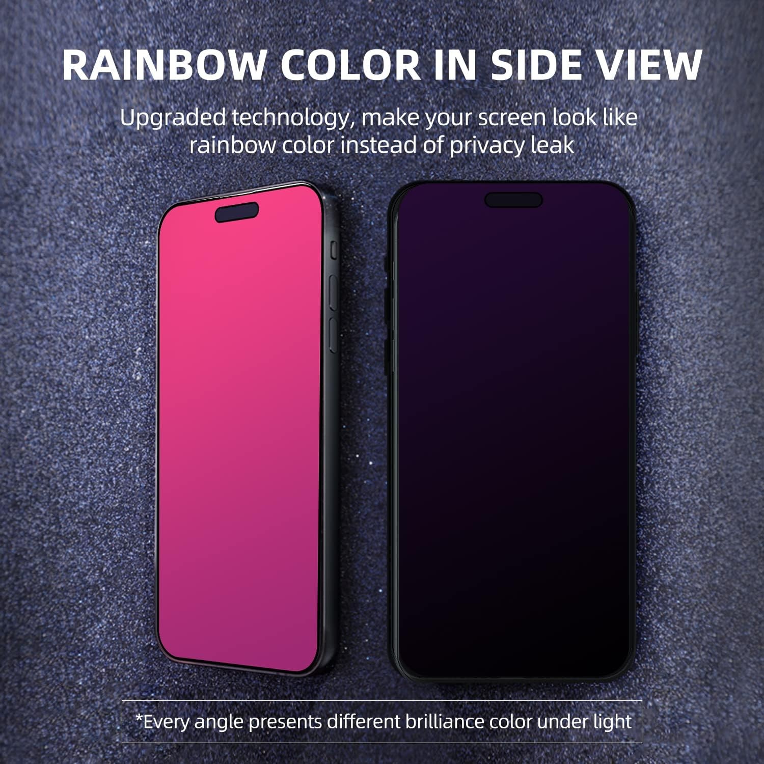 2PCS Privacy Screen Protector for iPhone 17 Pro Max Gradient Color Tempered Glas