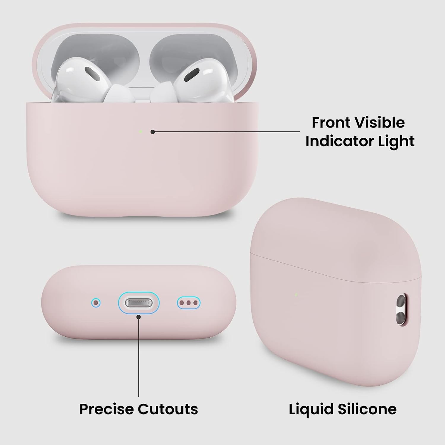 AirPods Pro 2 Case 2022, Full Protective Hybrid Silicone Cover, Front LED Visibl