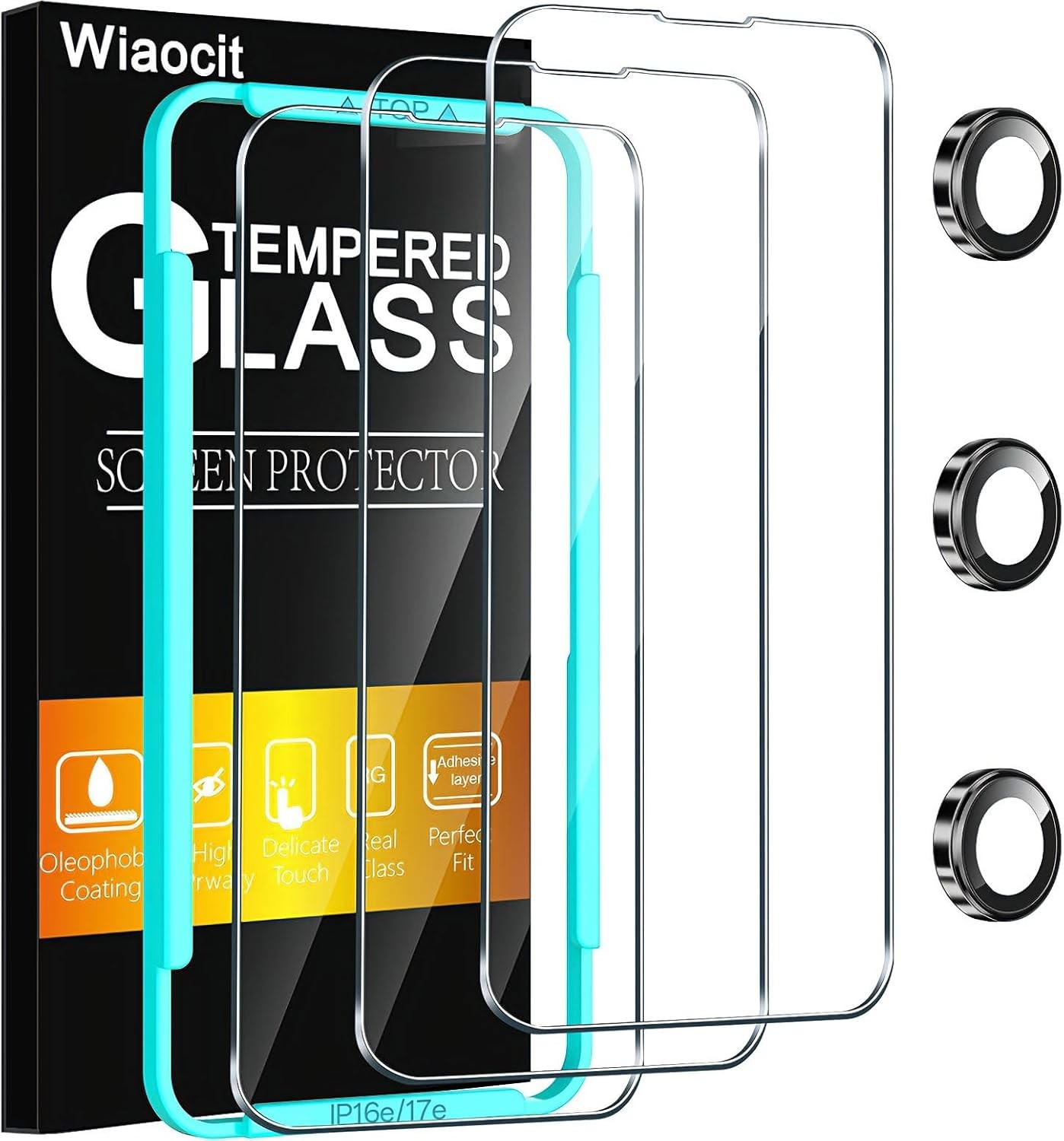 1. For iPhone 16e iPhone 17e 3 Pack Tempered Glass Screen Protector Case 2. Fo