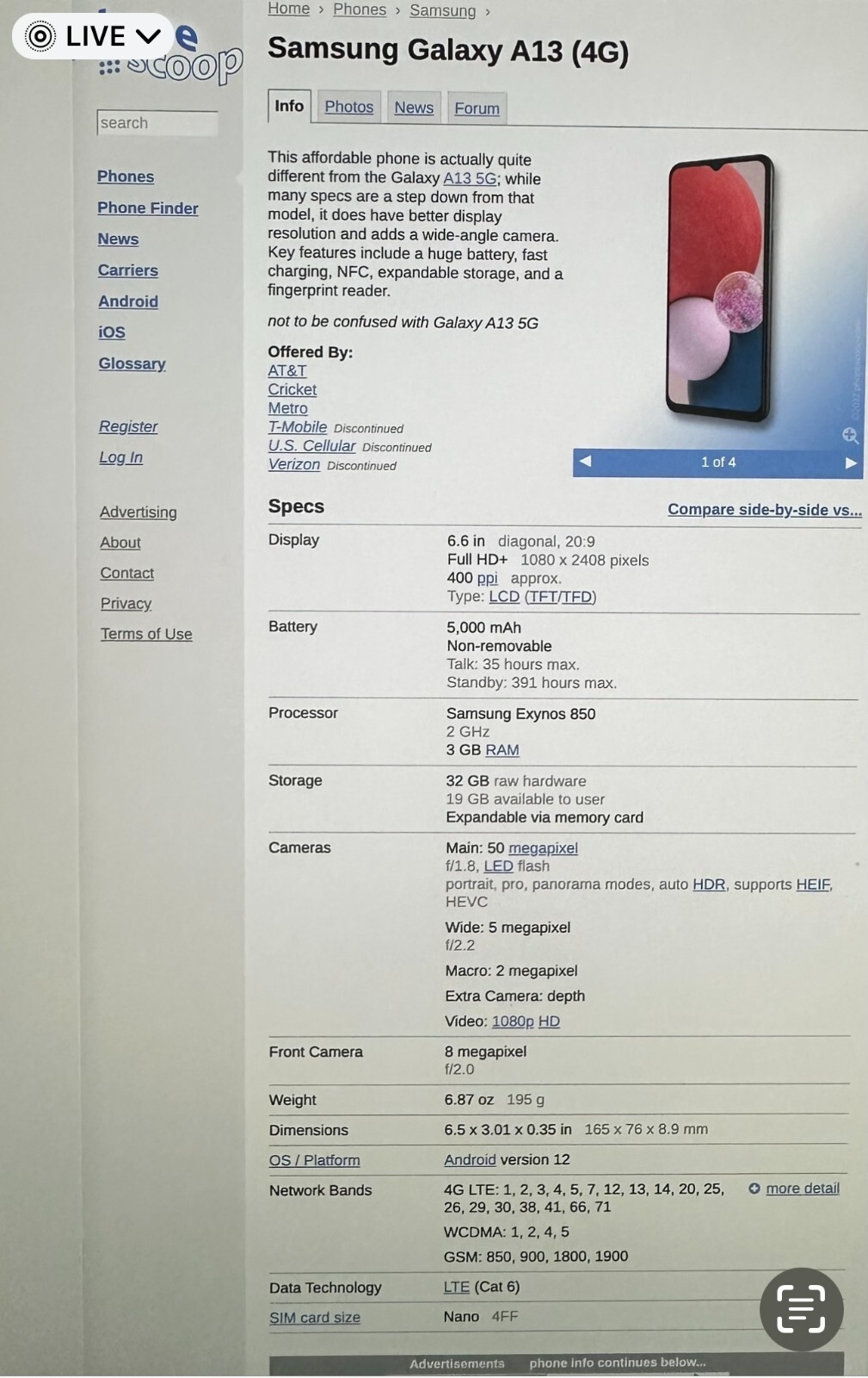 Samsung Galaxy A13 UNLOCKED Smart Phone 3GB RAM 50MP Camera +
