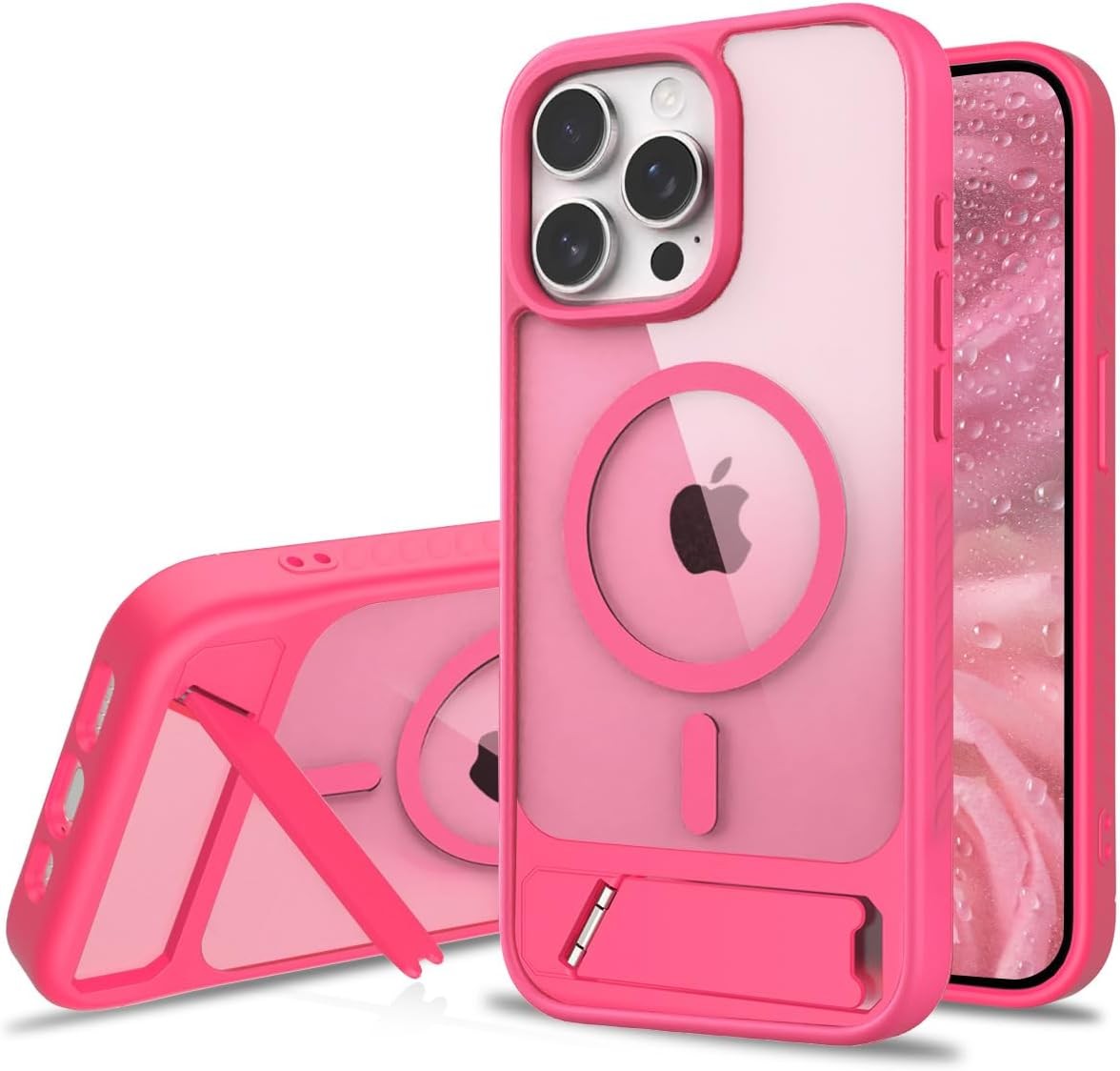 Magnetic for iPhone 15 Pro Max Case with Built-in Invisible Kickstand, Slim Fit