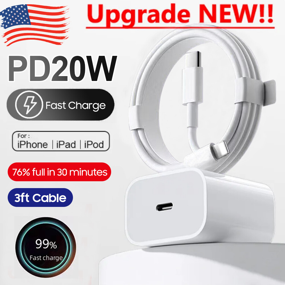 20W PD Wall Adapter Fast Power Charger USB-C 3ft Cable for iphone 14 13 12 11 🤝
