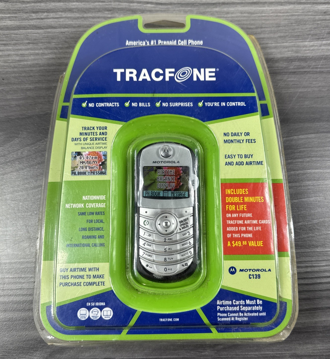 New Motorola C Series C139 – Black/Silver TracFone Cellular Phone Still Sealed