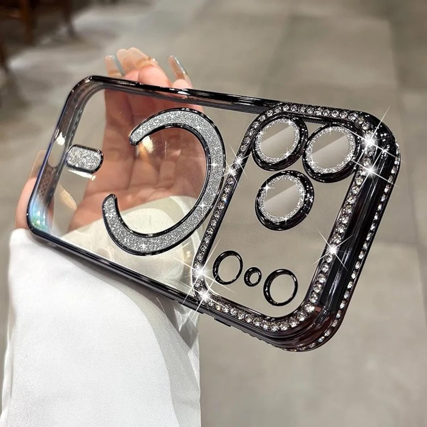 Glitter Diamond Magnetic Case for iPhone 17 Pro Max Clear Support Wireless Charg
