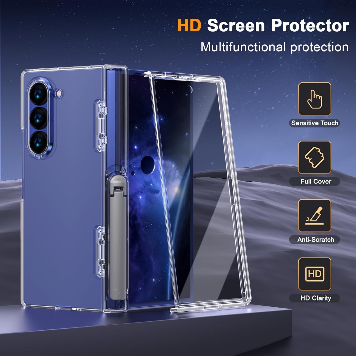 Samsung Galaxy Z Fold 6 Case with Kickstand Full Body Plastic Stylish Shockproof