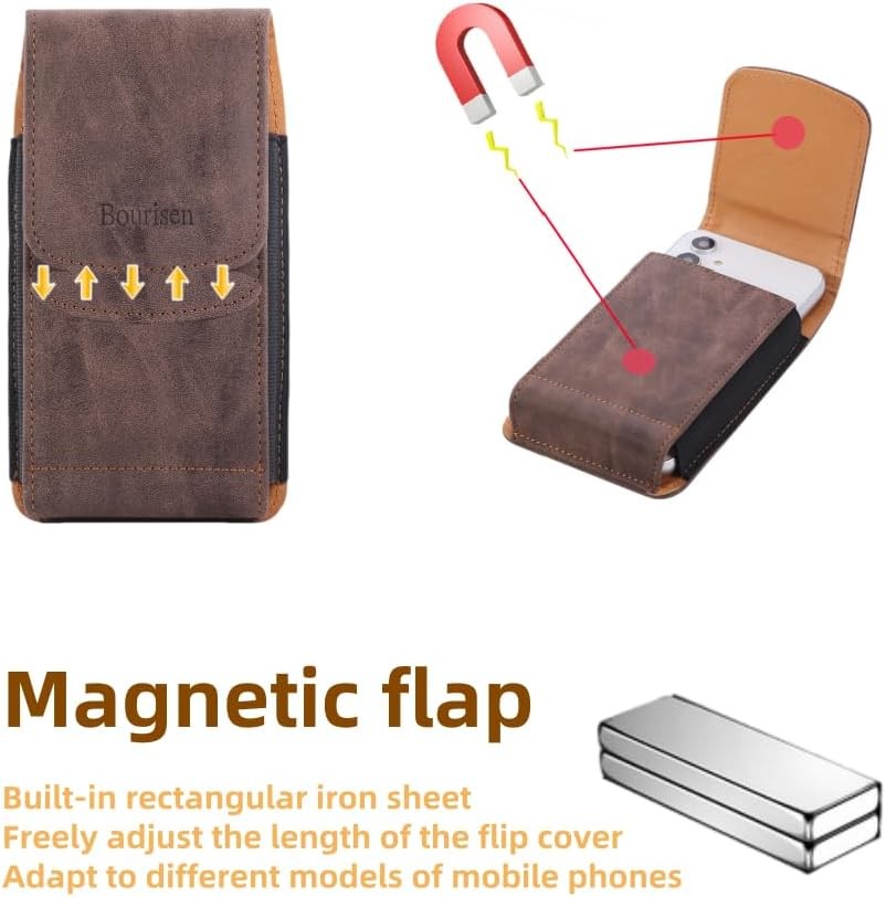 Phone Holster Pouch Case Belt Clip Loops Card Slot for Man iPhone 12 13 14 15 16