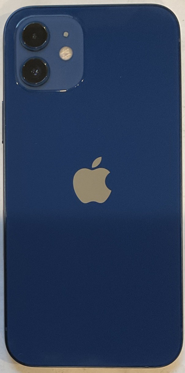 USED BLUE GSM UNLOCKED iPhone 12, 64GB A2172 MGEK3LL/A WITH 93% BATTERY HEALTH.