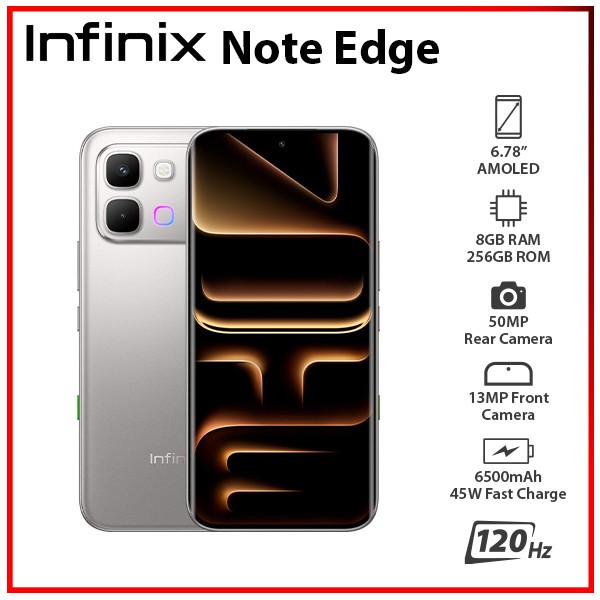 Infinix Note Edge 5G SILVER 8GB+256GB Dual SIM Unlocked Android Cell Phone