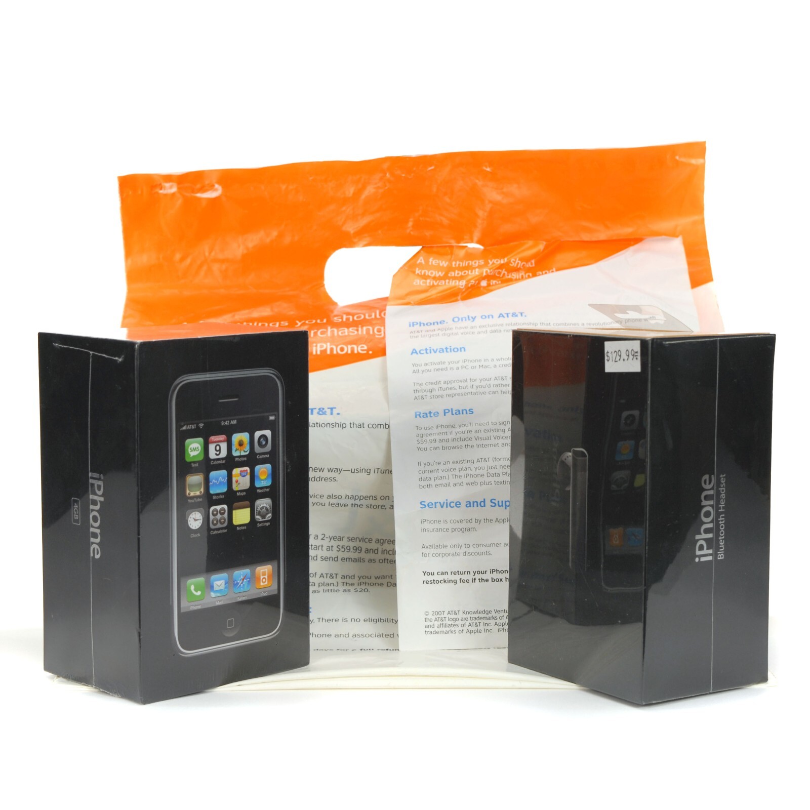 Apple iPhone 2G 4GB – w/ Headset & AT&T Retail Bag New Sealed in Box 2007