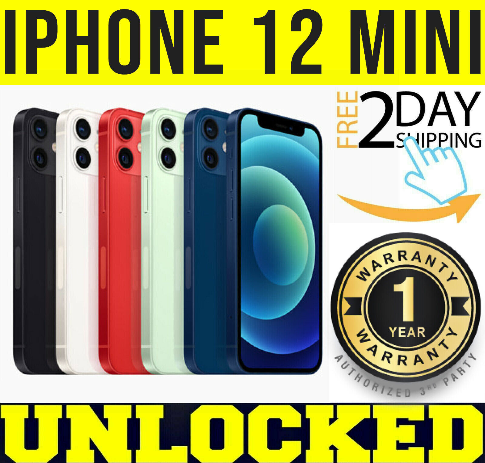 New Sealed Apple iPhone 12 Mini 64/128/256GB A2176 USA Stock Unlocked Smartphone