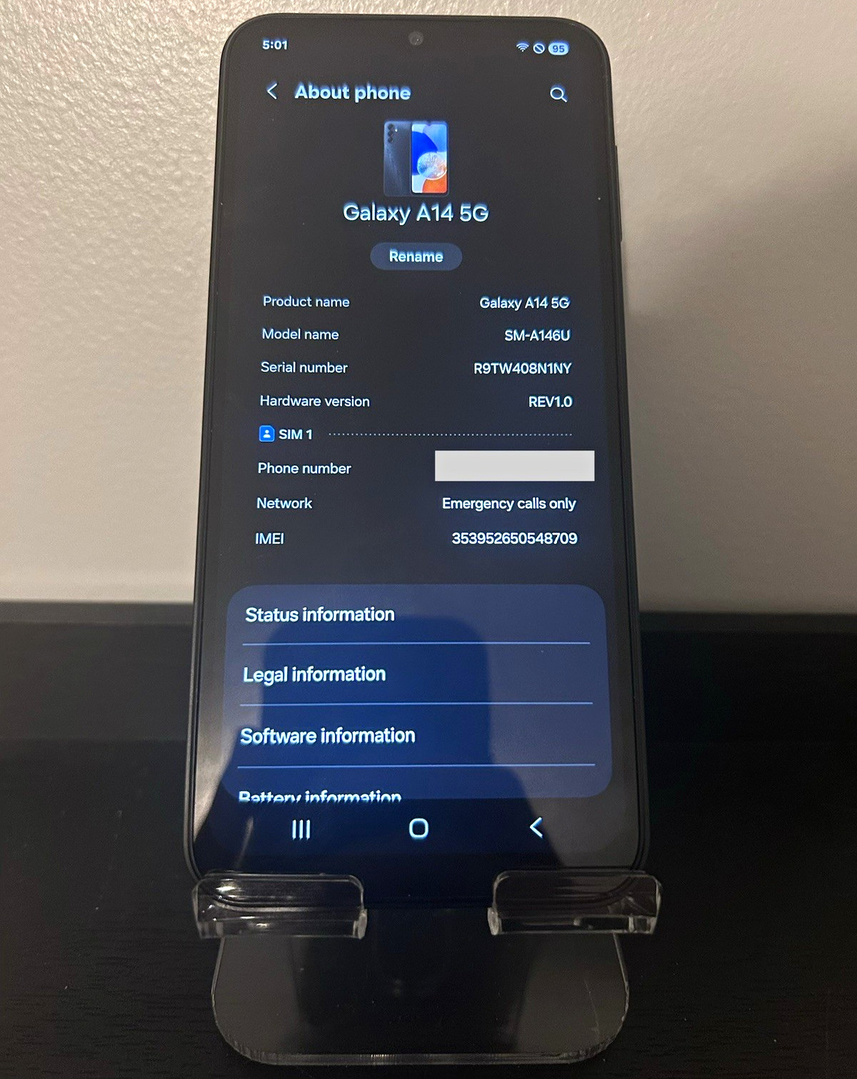 Samsung Galaxy A14 5G 64GB Black Xfinity Bar 50MP 5G SM-A146U