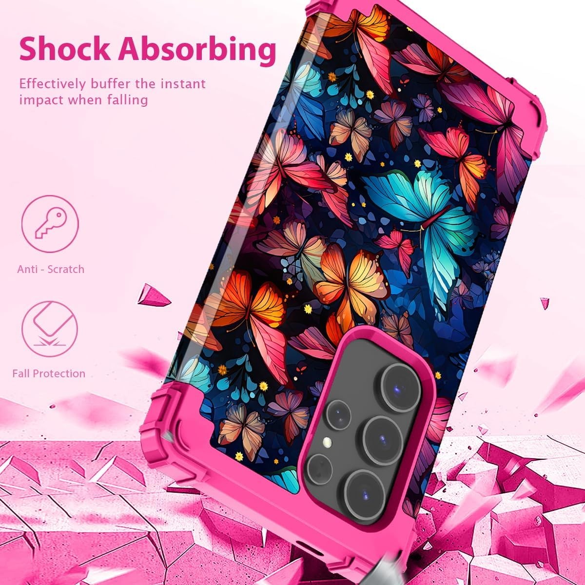 Heavy Duty Case & Soft Silicone Bumper for Galaxy S24 Ultra 6.8 Inch Shockproof