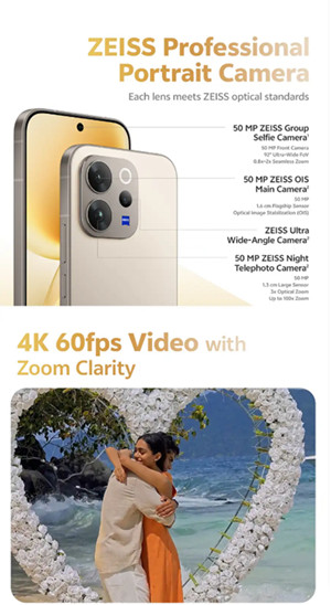 Vivo V70 Elite 5g 8GB 256GB Sand Beige 5G Dual SIM Global Version Unlocked NFC