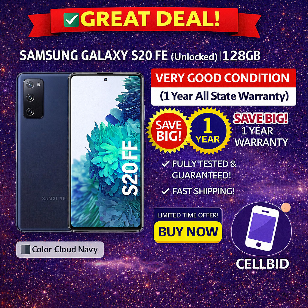 SAMSUNG GALAXY S20 FE 5G SM-G781U UNLOCKED 128GB CLOUD NAVY VERY GOOD REFUR