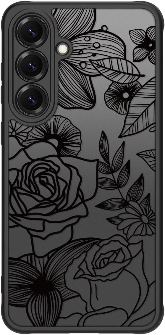 Girly Flower Phone Case for Samsung Galaxy S25 FE, Cute Aesthetic Floral Rose Pr