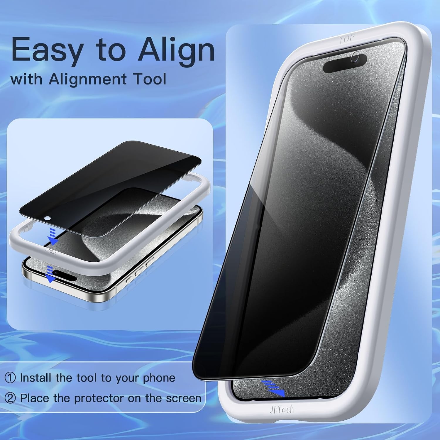 2PCS Privacy Screen Protector & Camera Lens Protector for iPhone 15 Pro 6.1 Inch