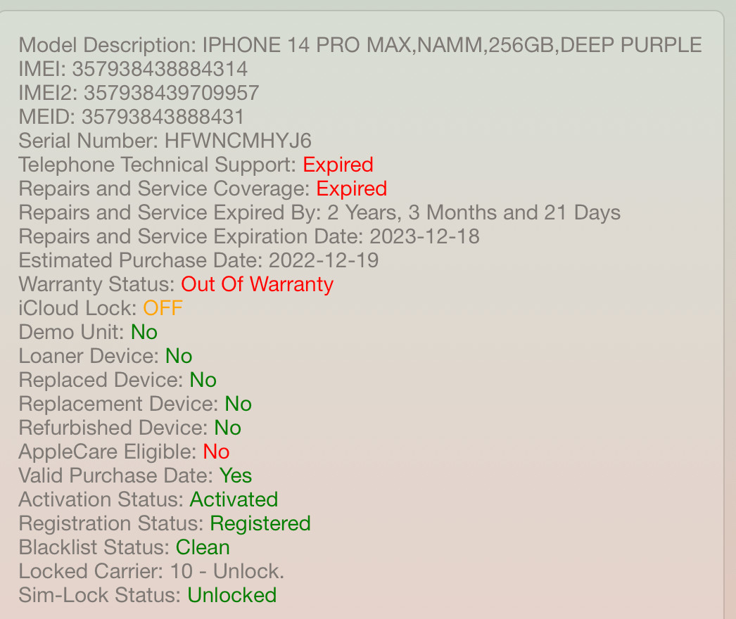 iPhone 14 Pro Max Unlocked 256 GB A2651 Damaged LCD Cracked Back Purple #A64