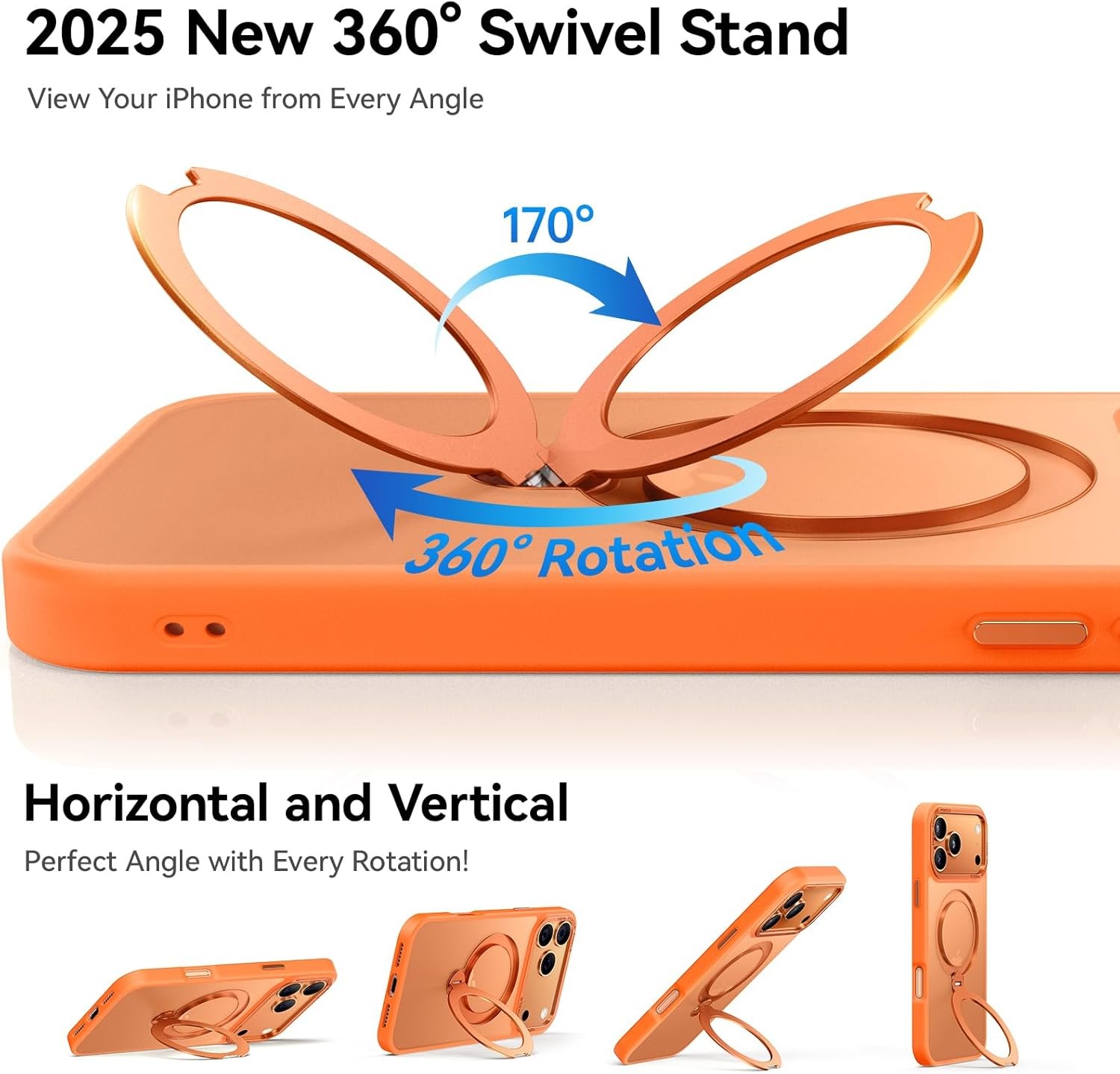360° Spin Magnetic Stand for iPhone 17 Pro Max Case, Mil-STD Protective Case