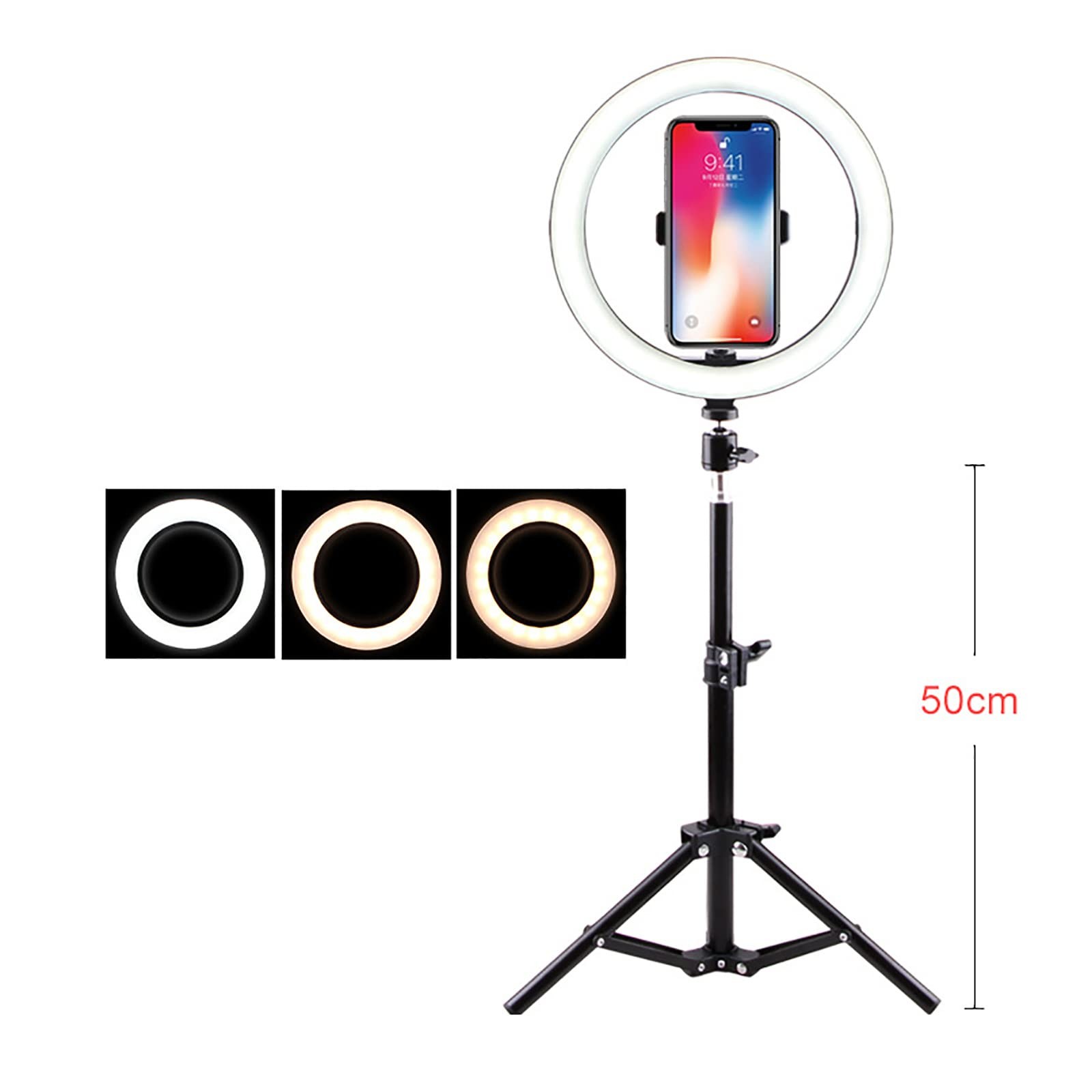 10 Inch Led Selfie Light Height Adjustable Protable Ring Lamp Tricolor Dimming 1