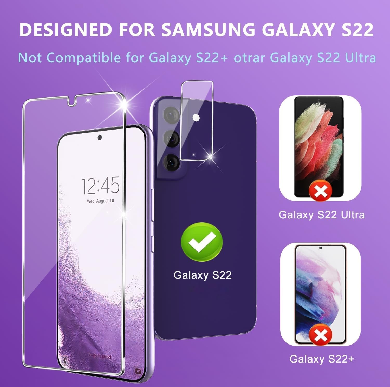 5in1 for Samsung Galaxy S22 Screen Protector Tempered Glass Anti-Buble HD