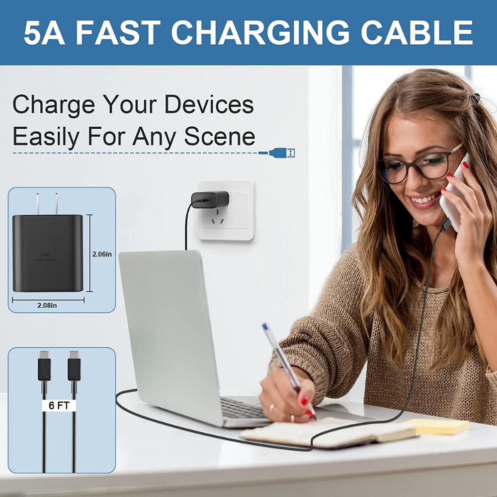 45W Fast Charger Wall Adapter TypeC Charging Cord For Samsung Galaxy S25 S24 S23