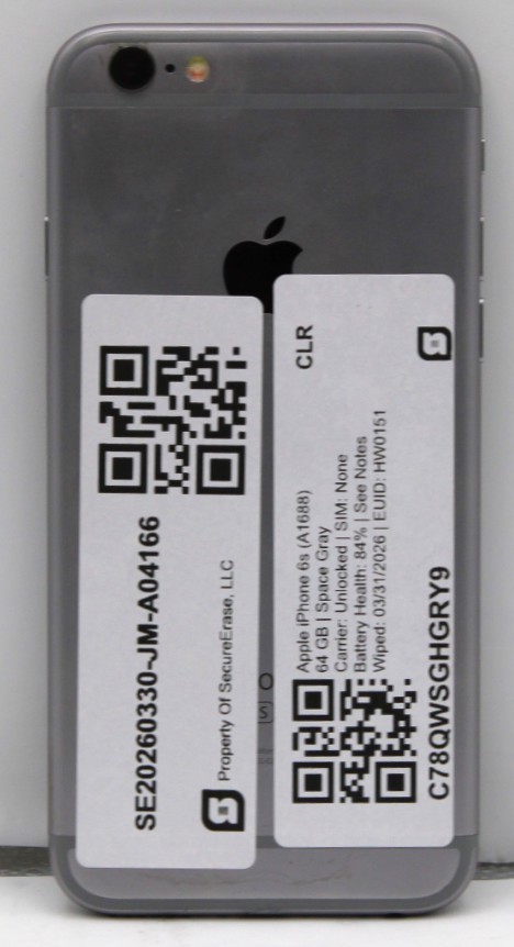 Apple iPhone 6s (A1688) 64GB Silver UNLOCKED *USED/WIPED*