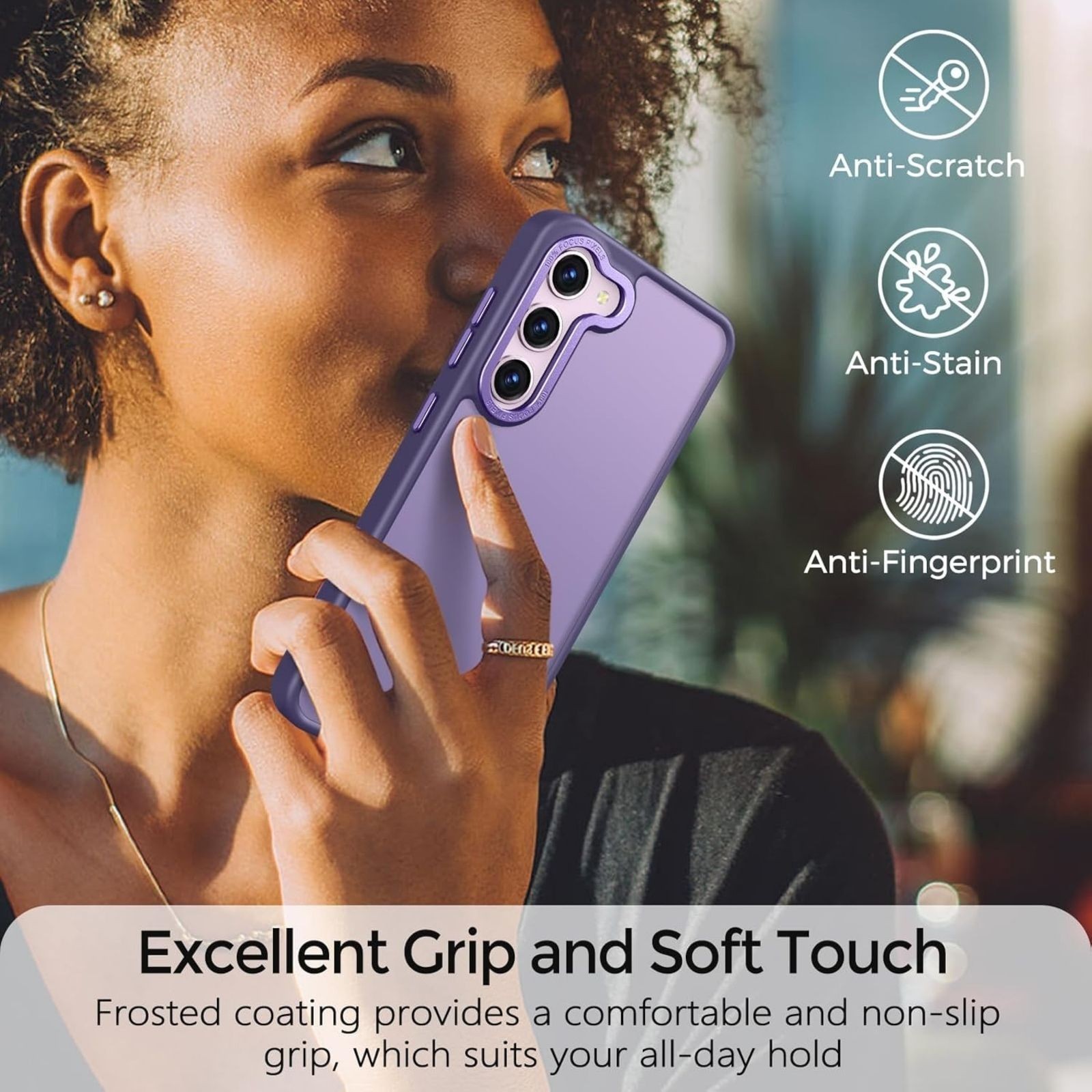 Samsung Galaxy S23 Plus Case, Slim Fit Matte Purple Soft Silicone Edge Cover