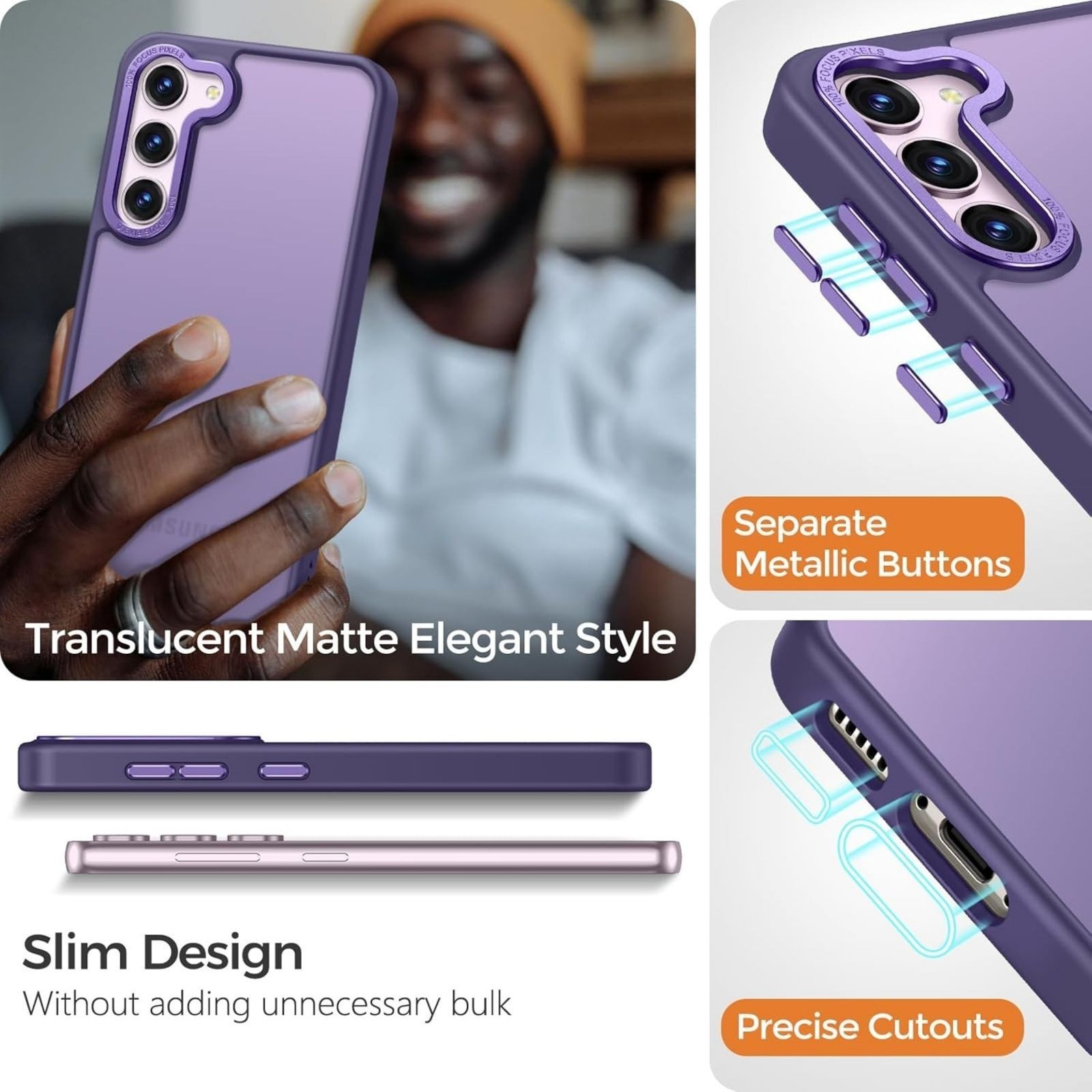 Samsung Galaxy S23 Plus Case, Slim Fit Matte Purple Soft Silicone Edge Cover